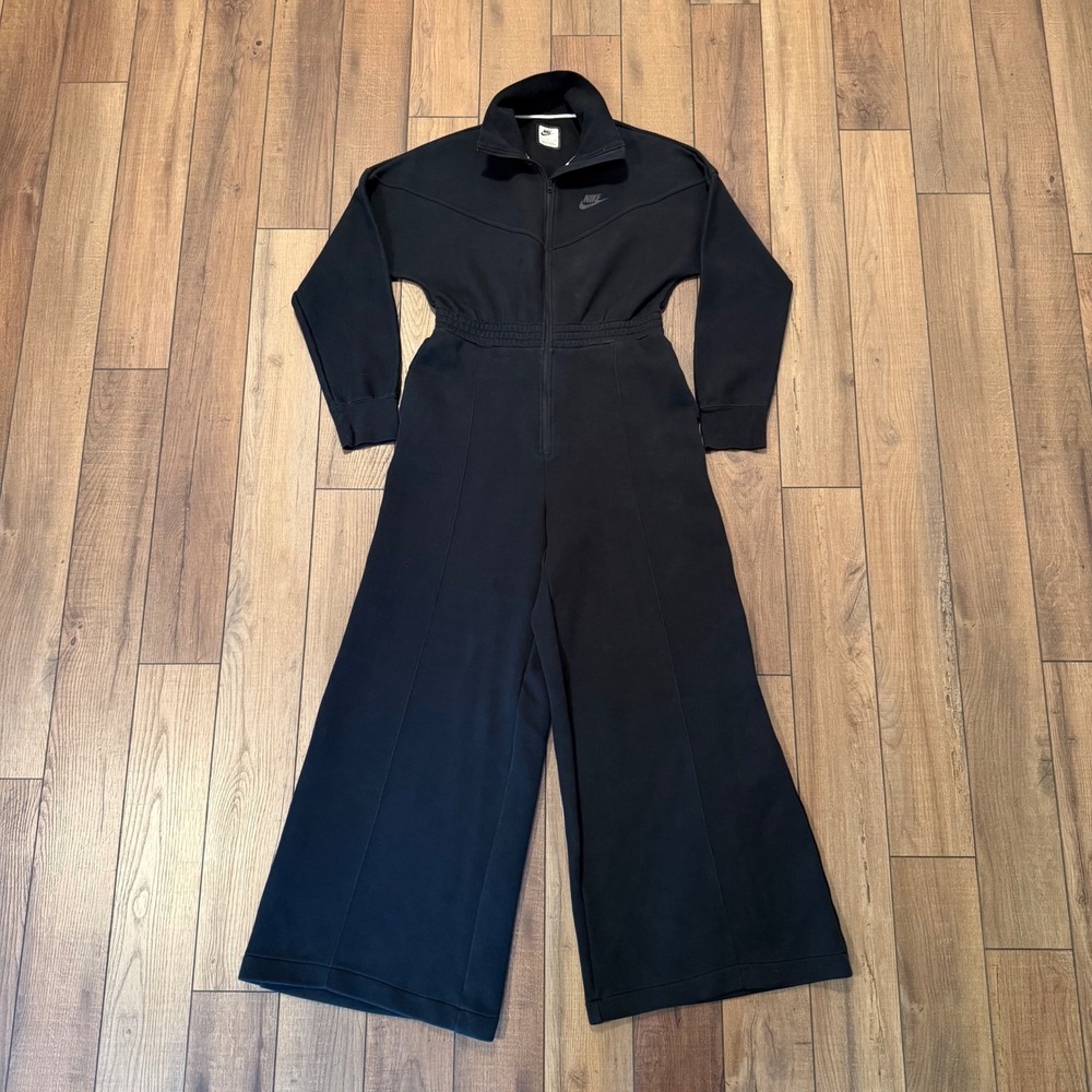 Nike Sportswear Tech Fleece Full Zip Wide Leg Jumpsuit Black Medium Women HV4095
